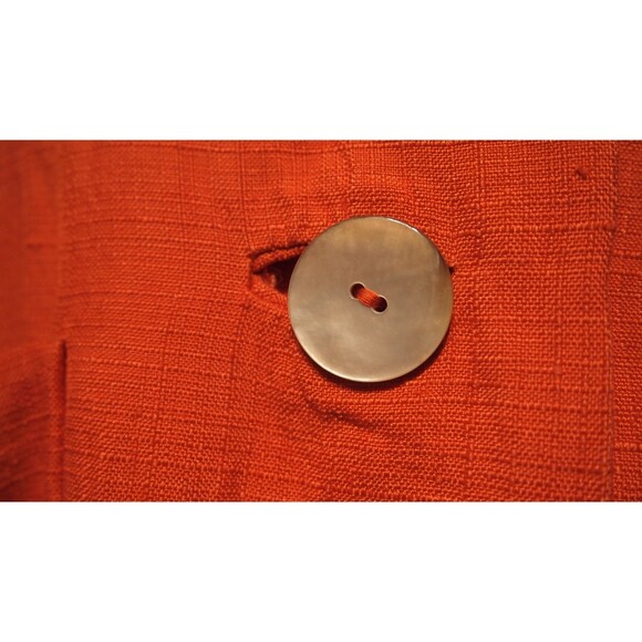 Vintage 60s Barney Max Orange Twilled Silk Shift Dress Long Sleeve Button Medium - Picture 9 of 12